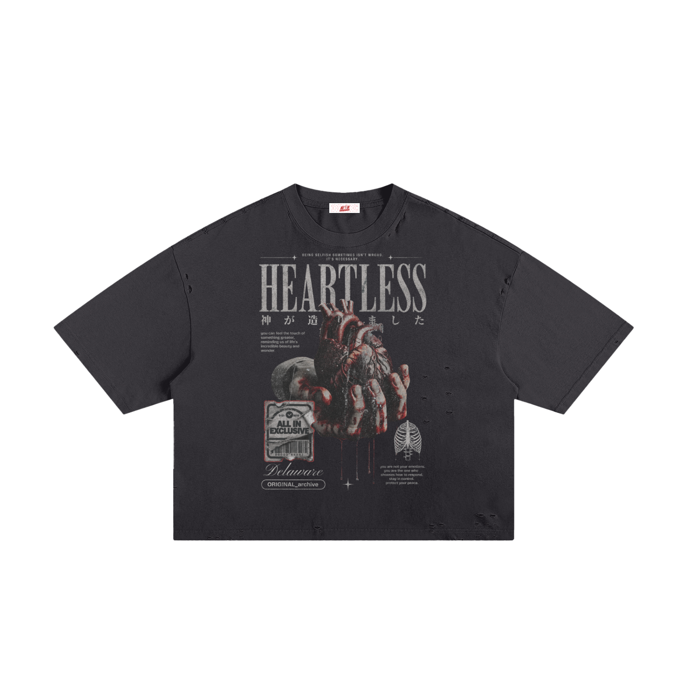 "Heartless" Classic Frayed Boxy Tee