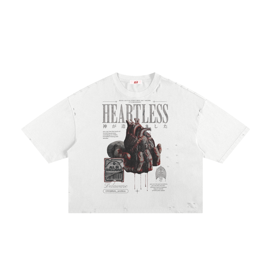 "Heartless" Classic Frayed Boxy Tee