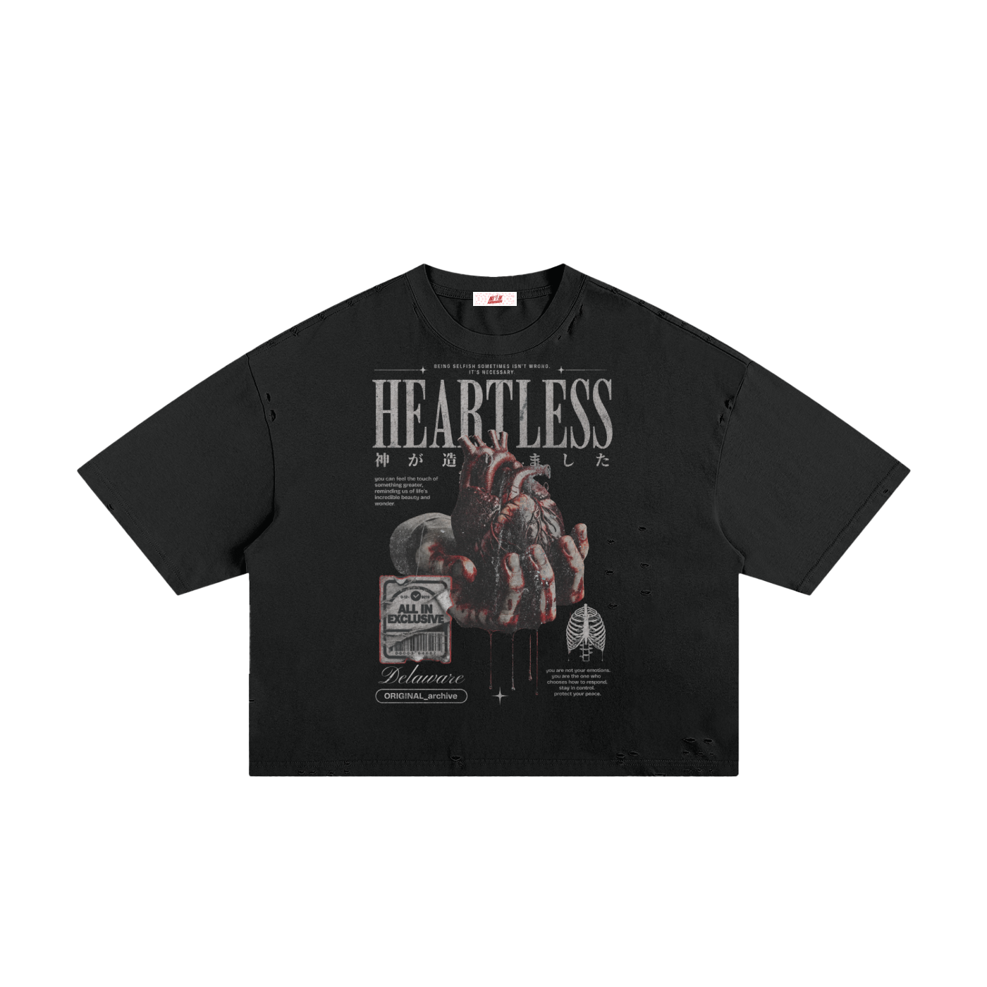 "Heartless" Classic Frayed Boxy Tee