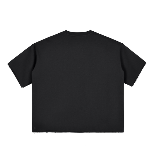 Ace of Spades Boxy Half-Sleeve Raw-Edge T-Shirt