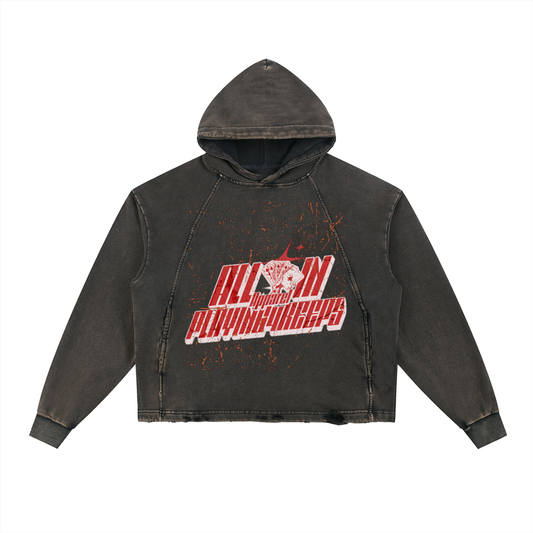 All In Vintage Washed Frayed-Hem Hoodie