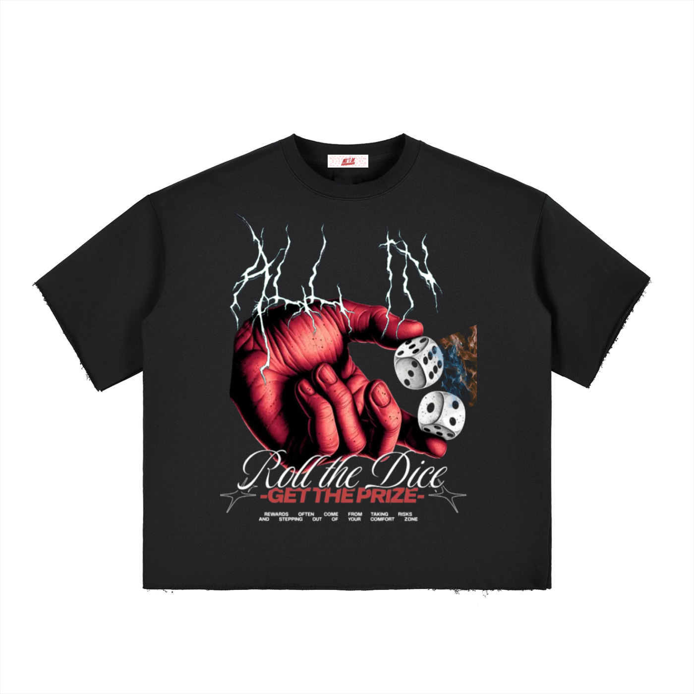 Roll The Dice Boxy Half-Sleeve Raw-Edge T-Shirt